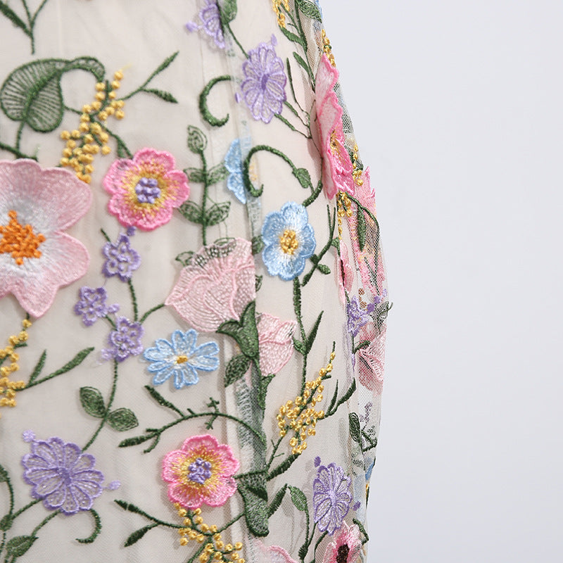 Three Dimensional Floral Strapless Dress