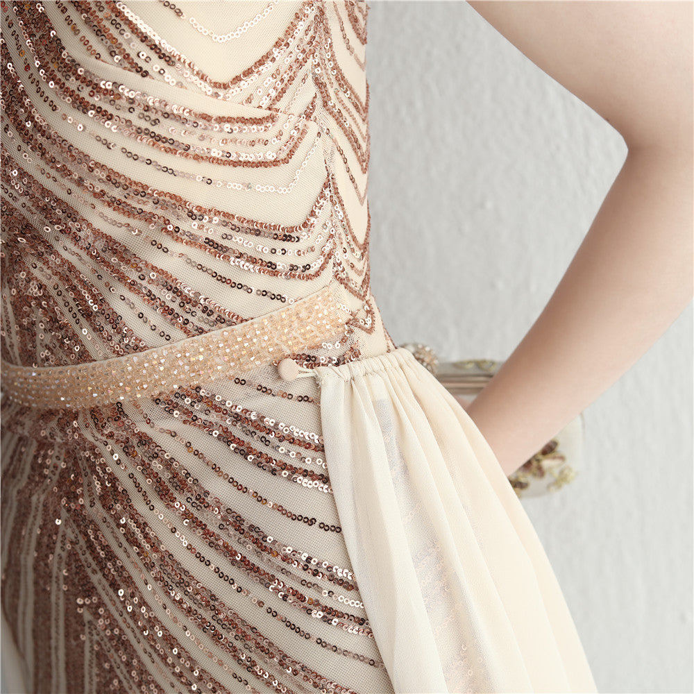 Beaded Halter Elegant Gown