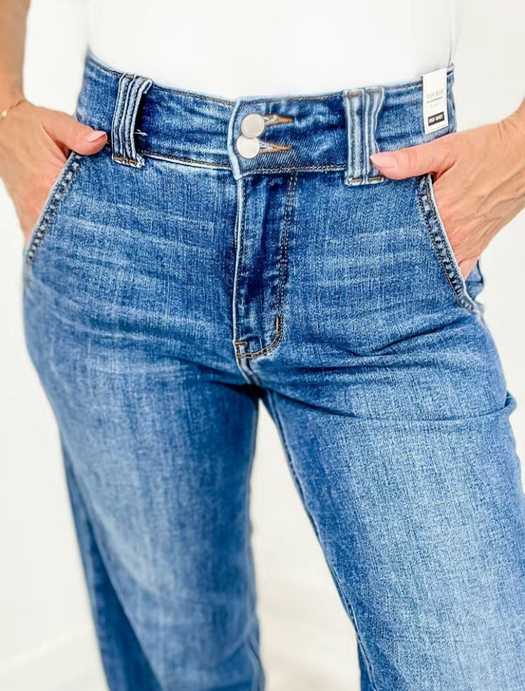 Washed Straight Jeans