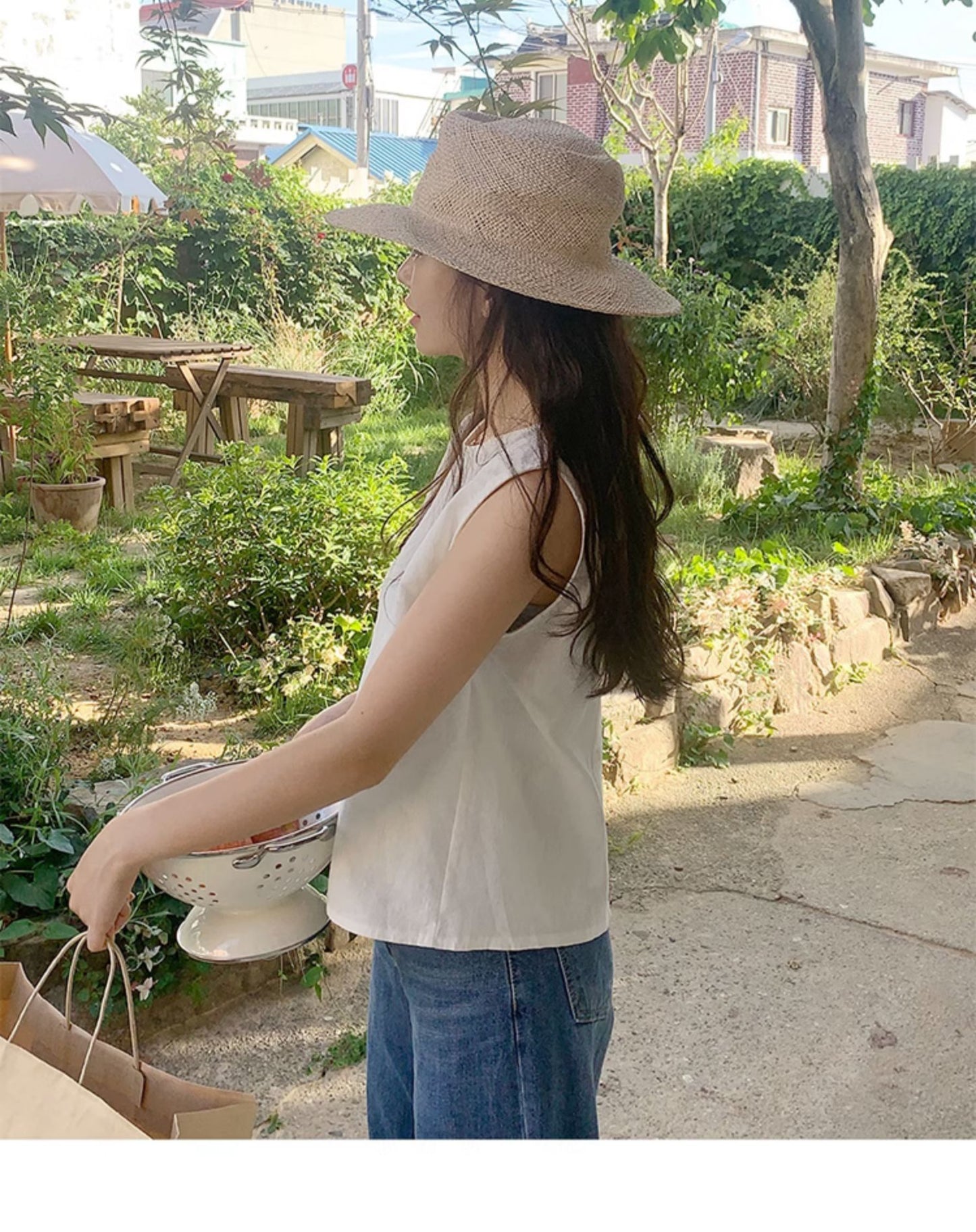 Sleeveless Cotton Linen Top