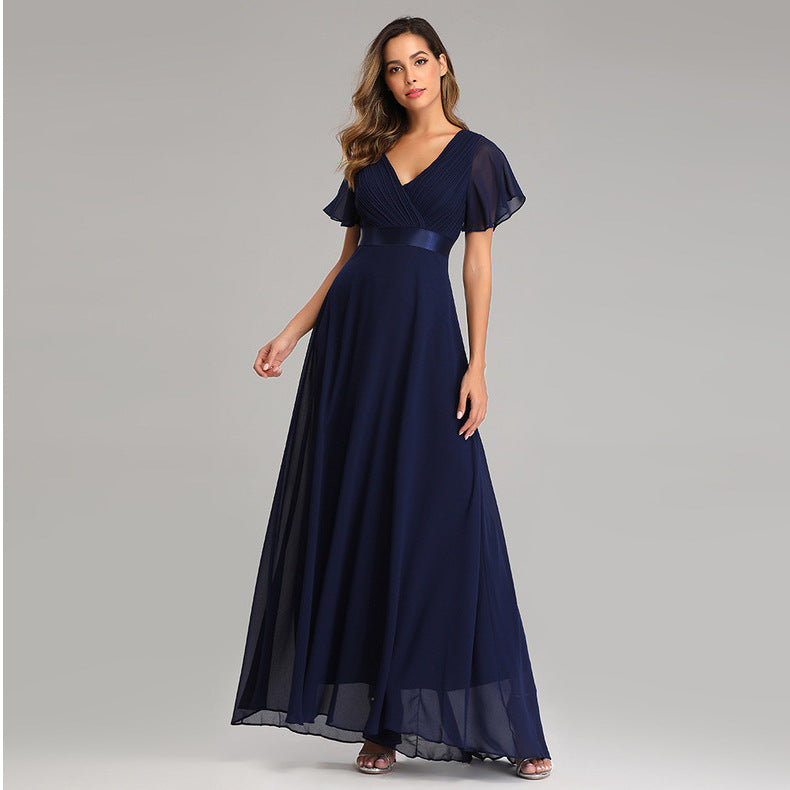 V-neck Chiffon Evening Dress