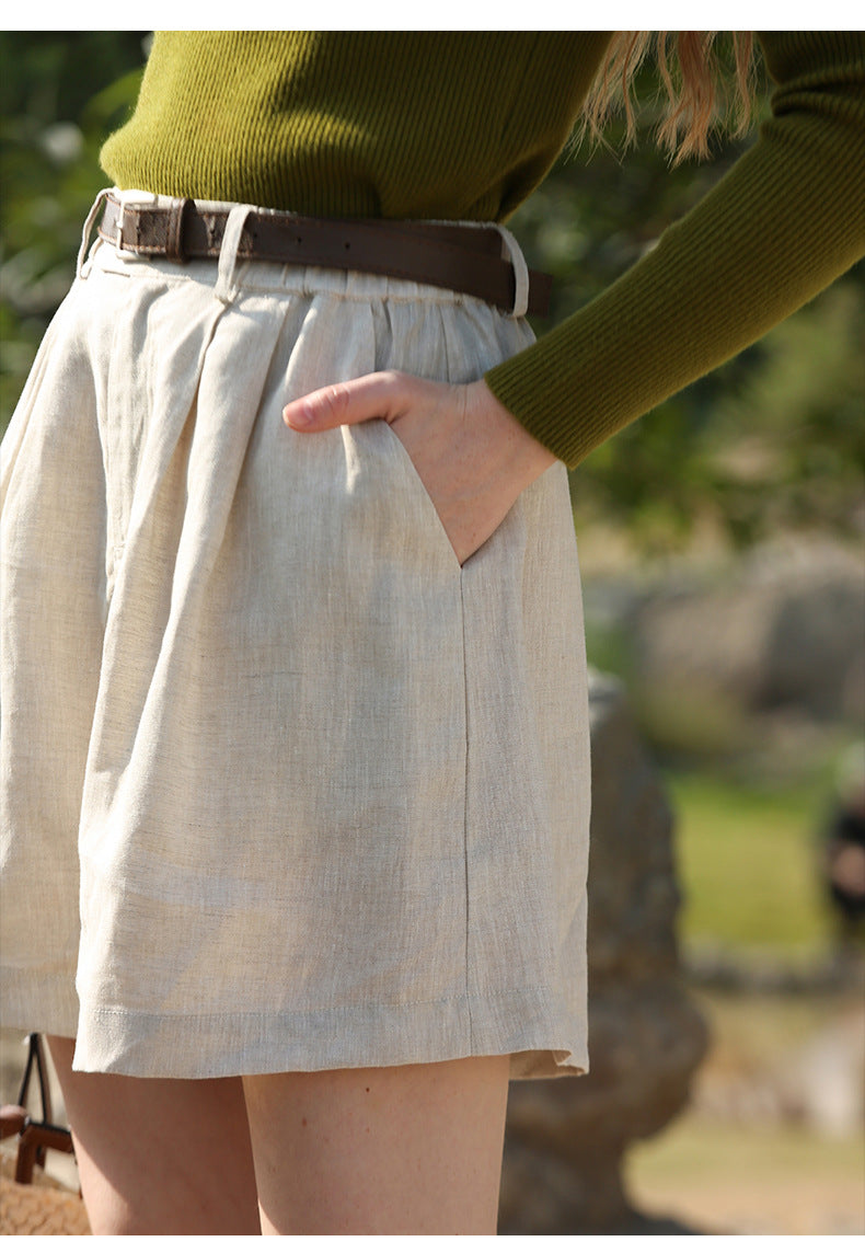 High Waisted Linen Shorts