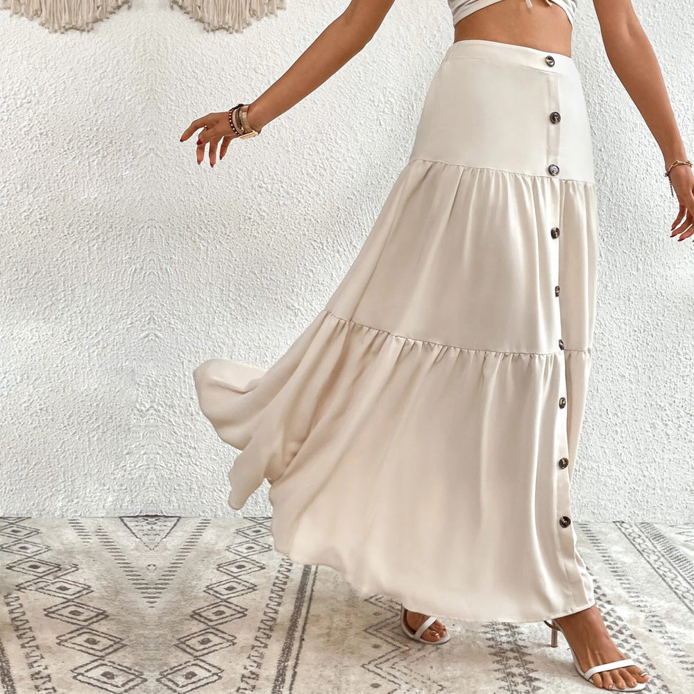 Elastic Waist Tiered Skirt