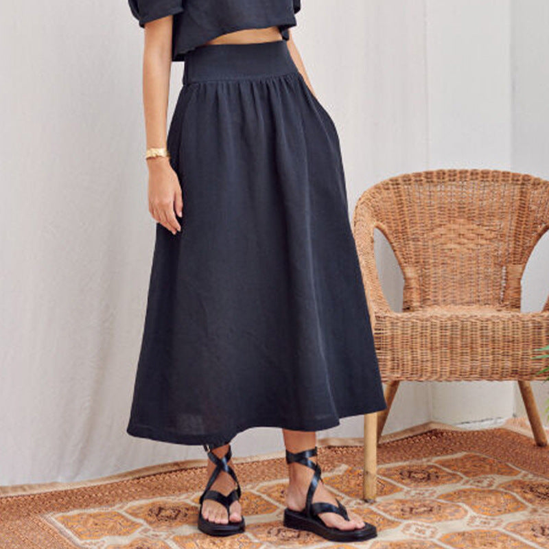 Breathable High Waist Linen Skirt