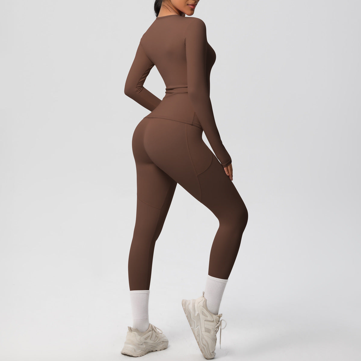 Long Sleeve Pocket Yoga Clothes Set