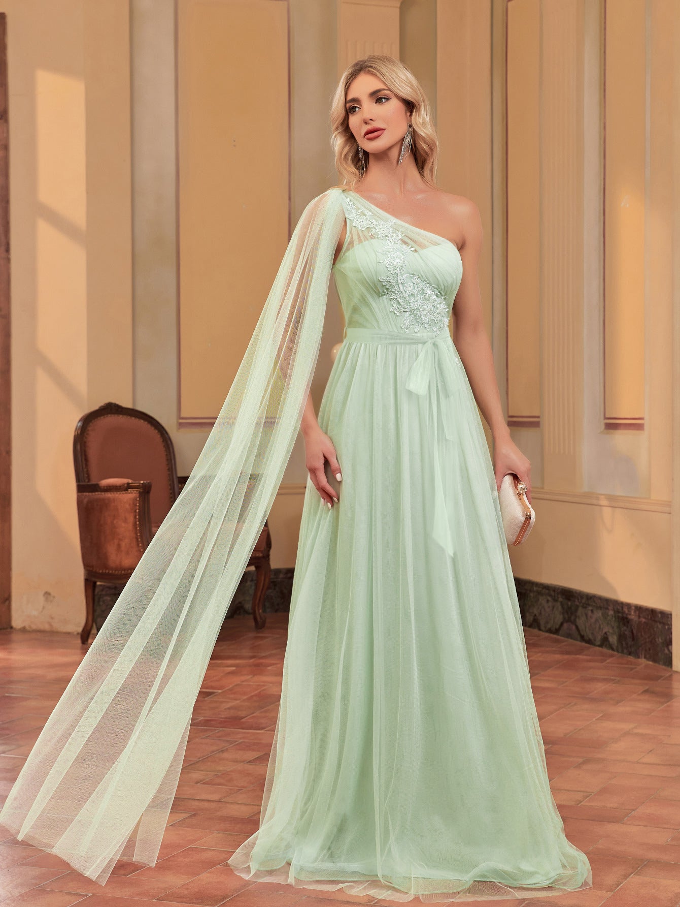 Seafoam Chiffon Maxi Dress
