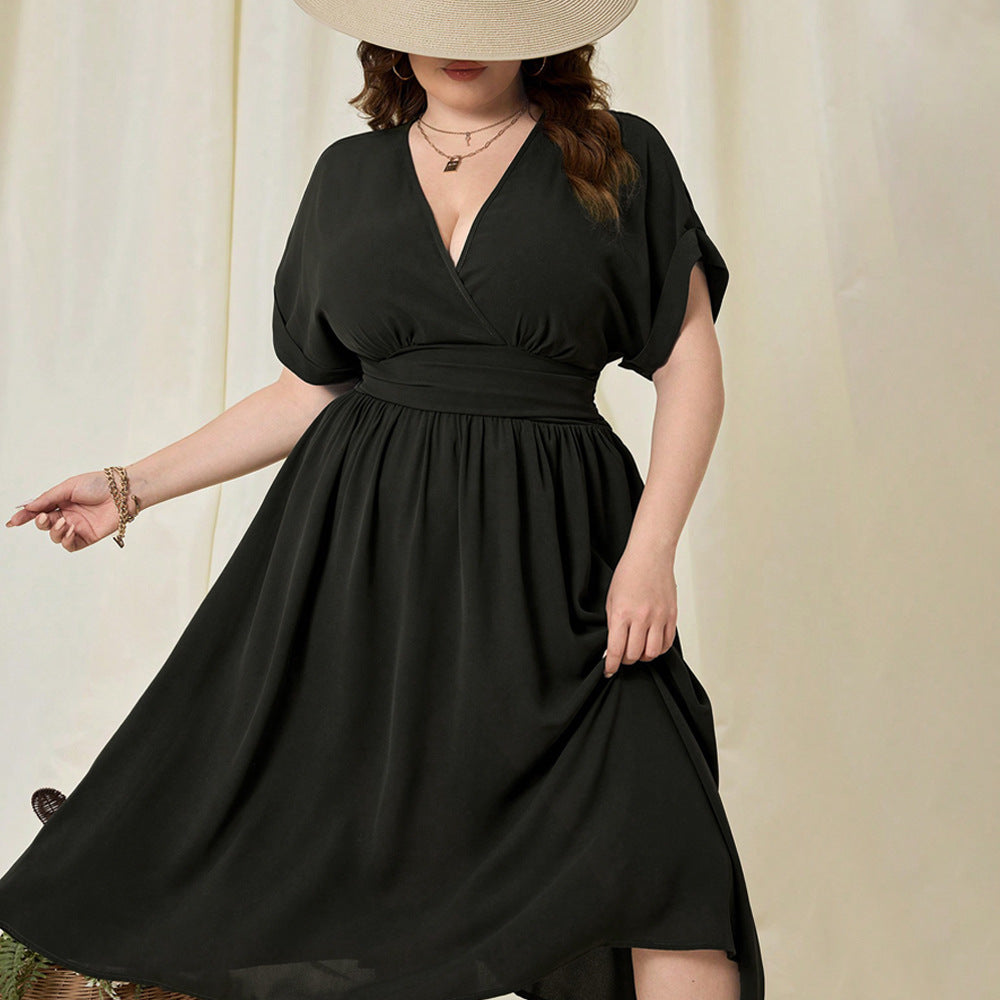 Black V-Neck Slim Fit Dress