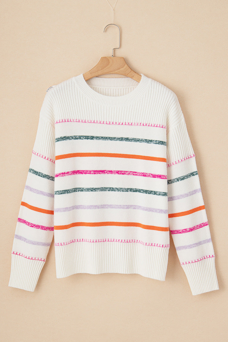 Round Neck Striped Sweater