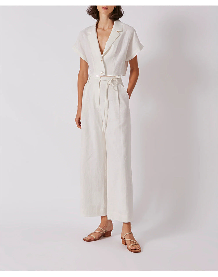 French Cotton Linen Cropped Shirt