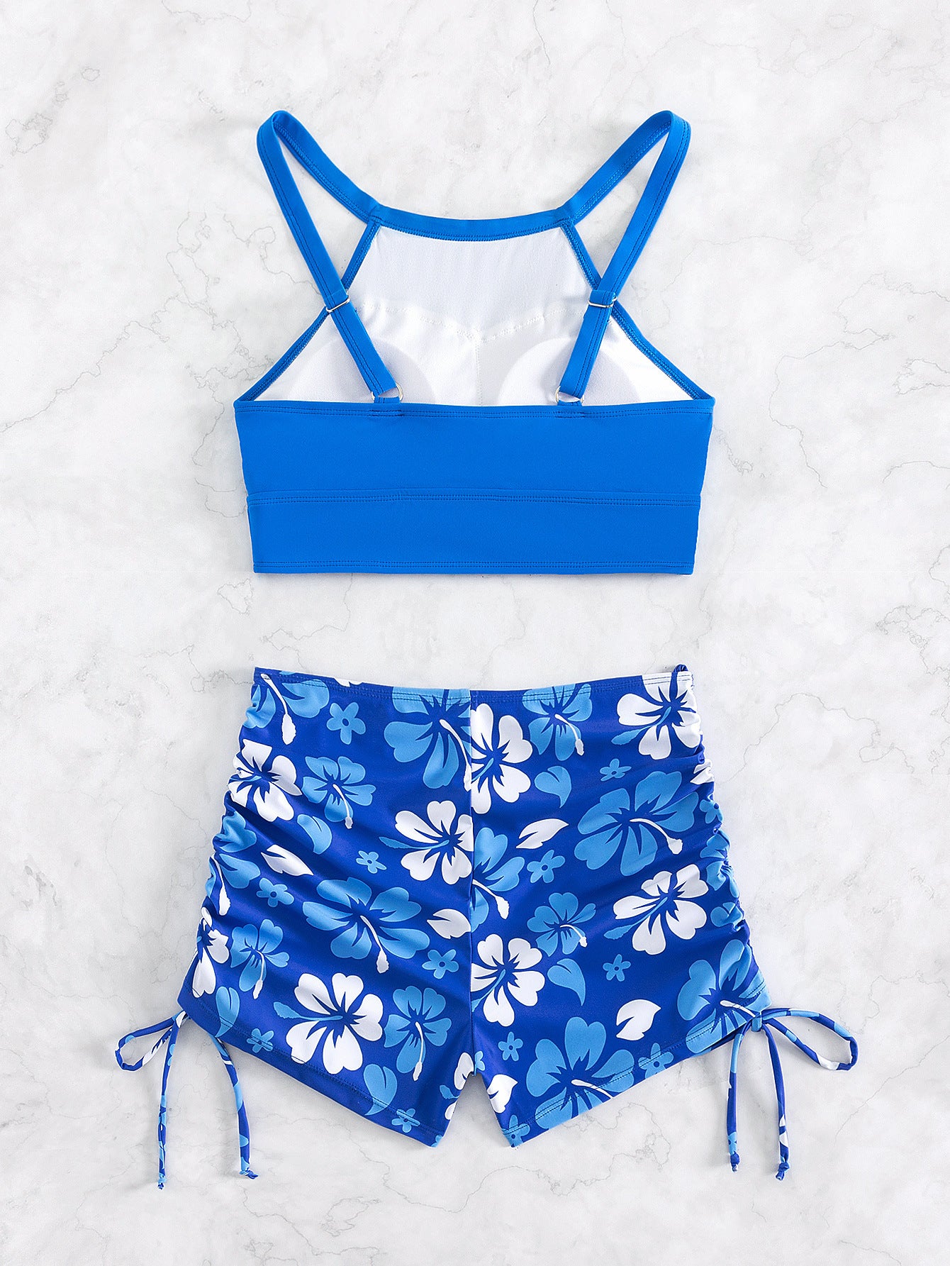 Round Neck Bikini w/ Printed Shorts