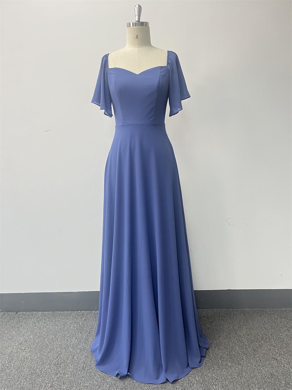 Blue Chiffon Evening Dress