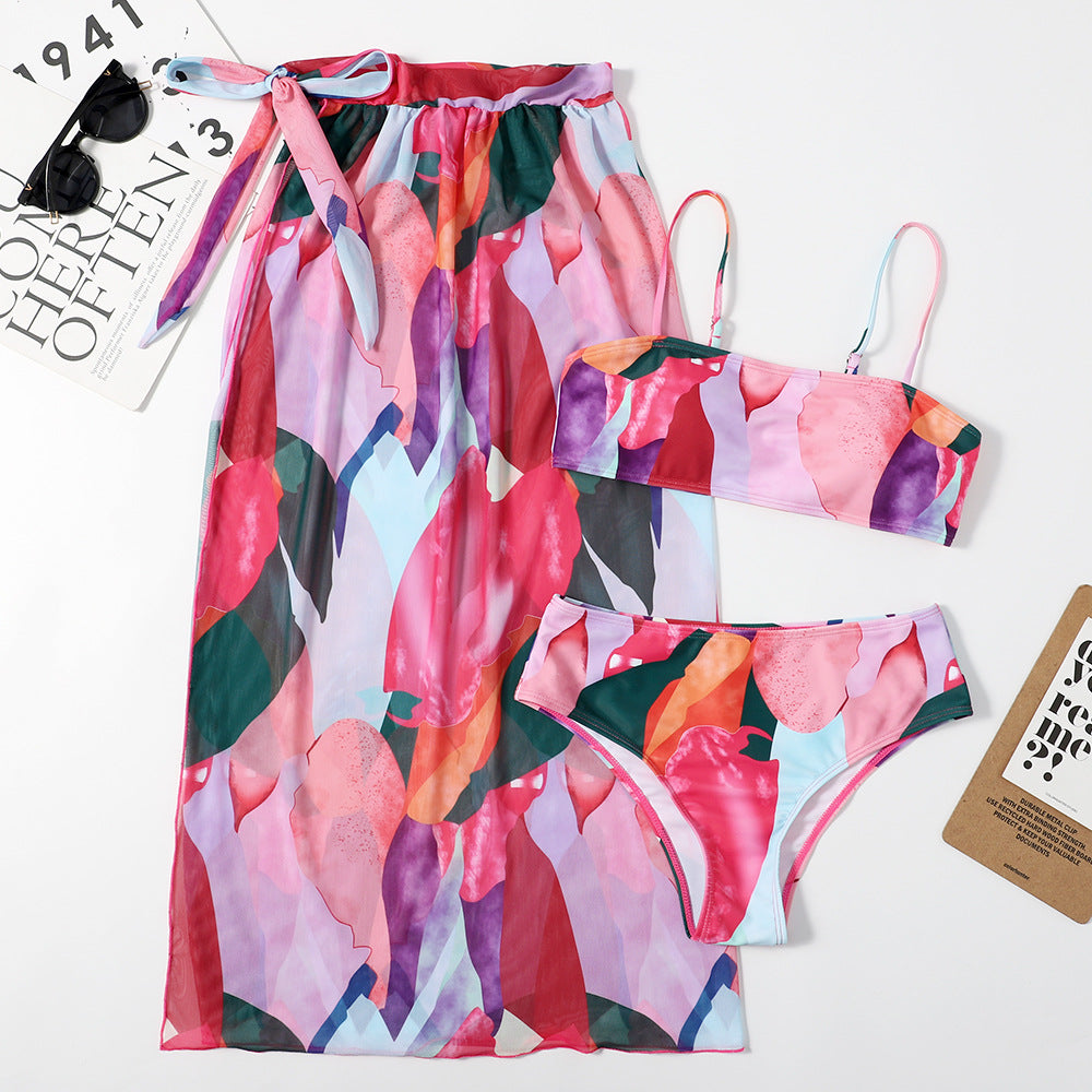 Colourful Three-Piece Bikini Set
