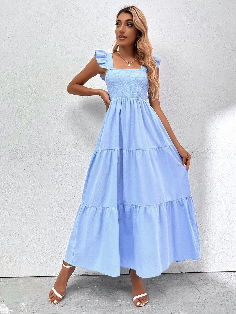 Summer Strap Ruffled Dress