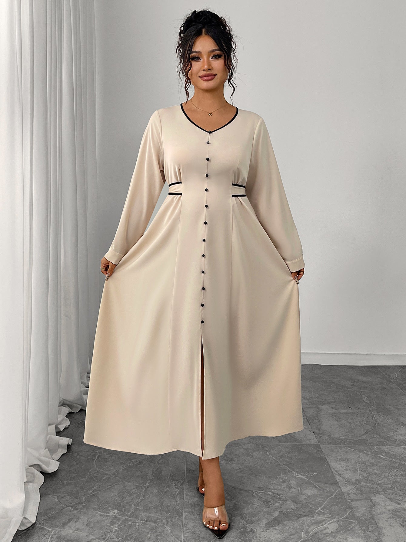 Ivory Waist Slimming Maxi Dress