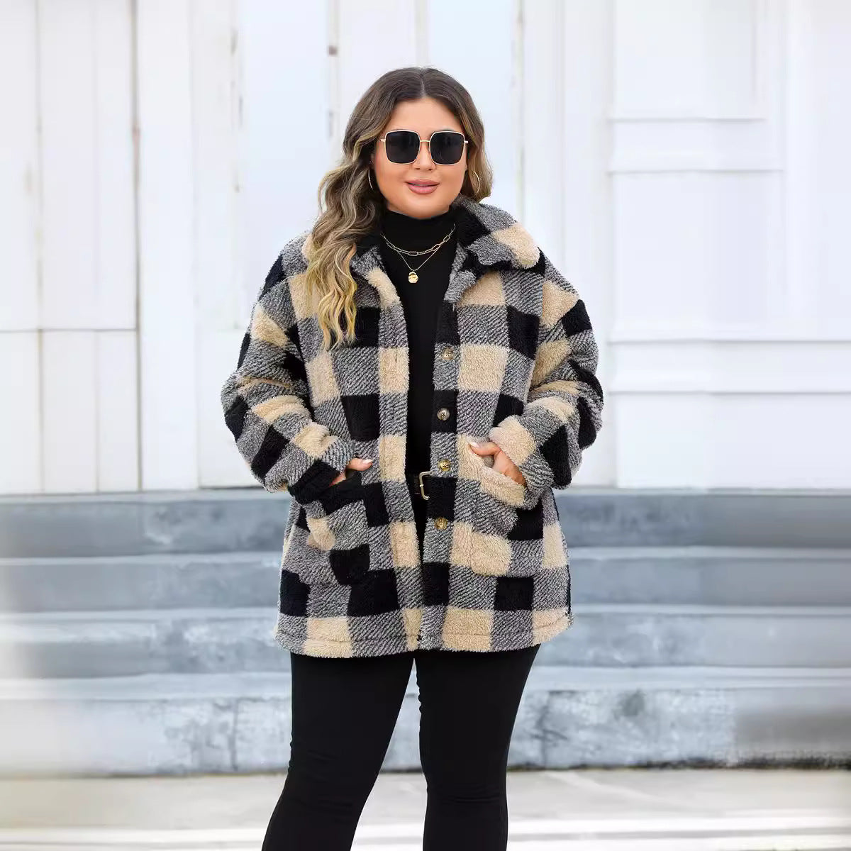 Plaid Thickened Fleece Jacket