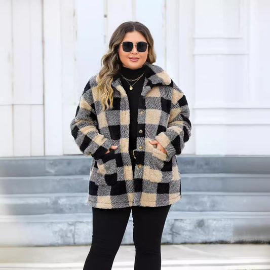 Plaid Thickened Fleece Jacket