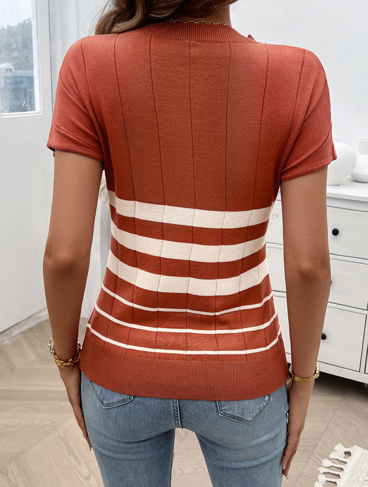 Elegant Slim Striped Sweater Top