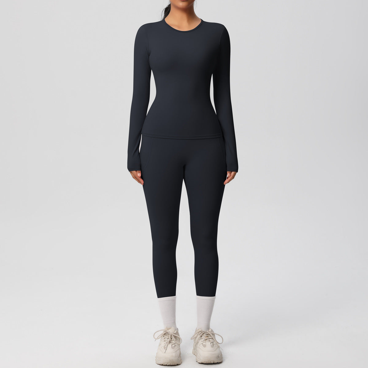 Long Sleeve Pocket Yoga Clothes Set