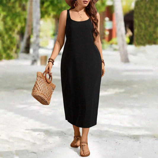Plus Size Backless Lace Up Dress