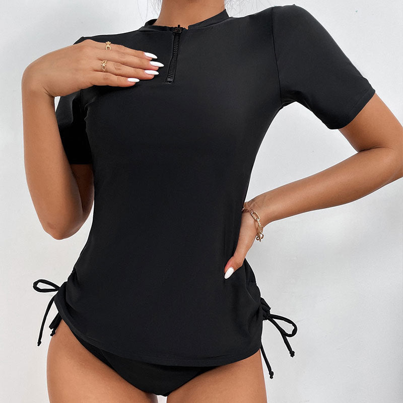 Black Short Sleeve Tankini Swimsuit
