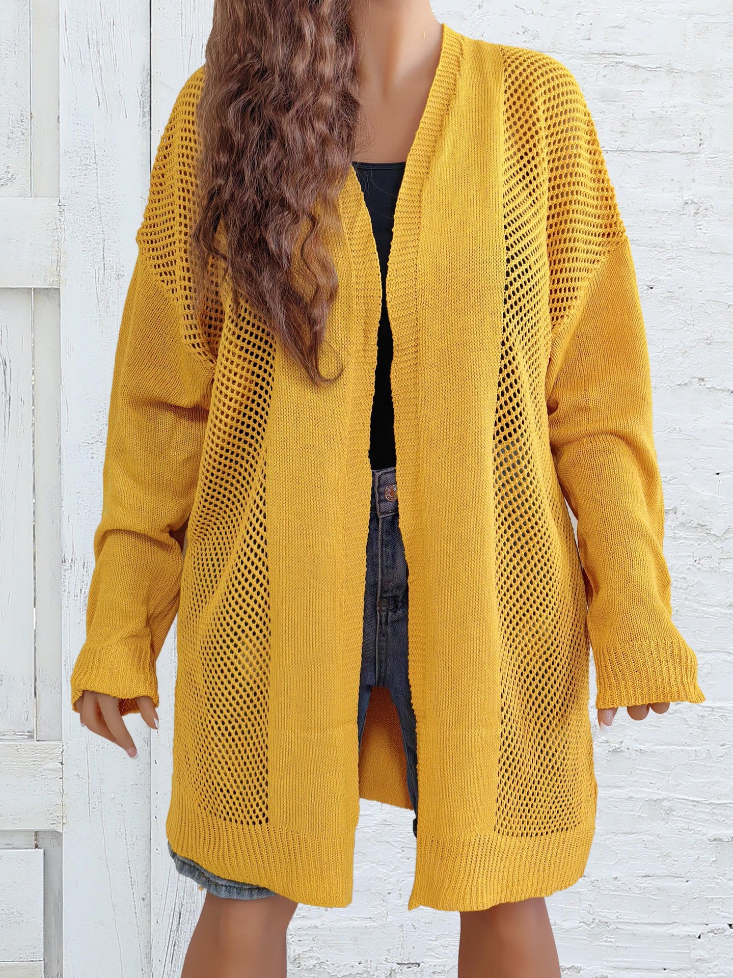 Mustard Cutout Cardigan