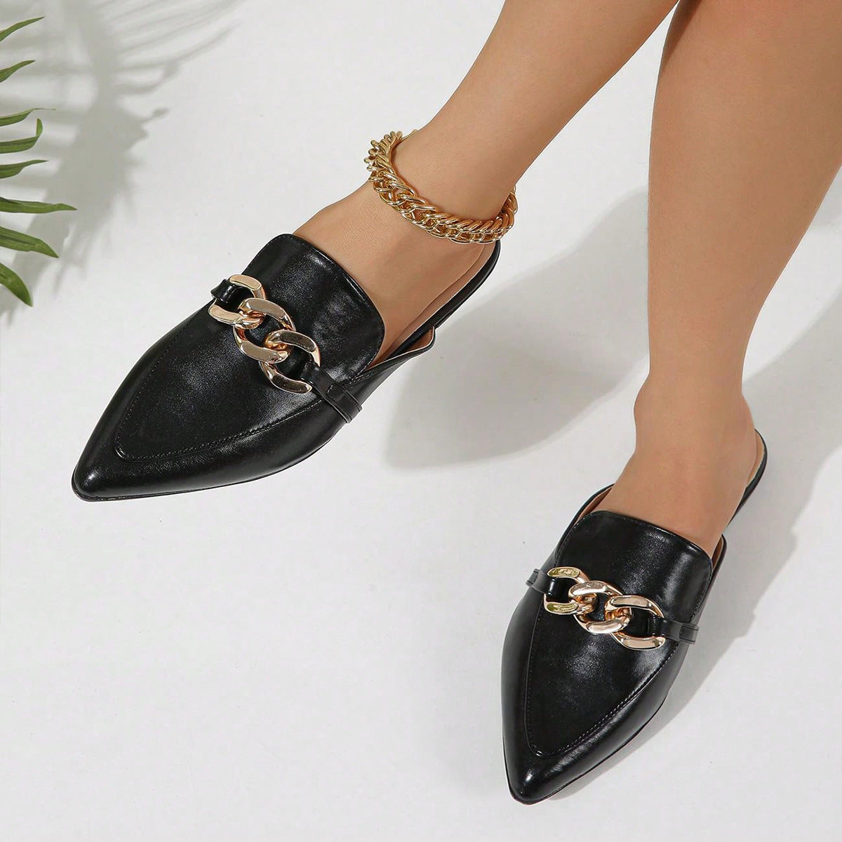 Casual Faux Leather Mules Shoes