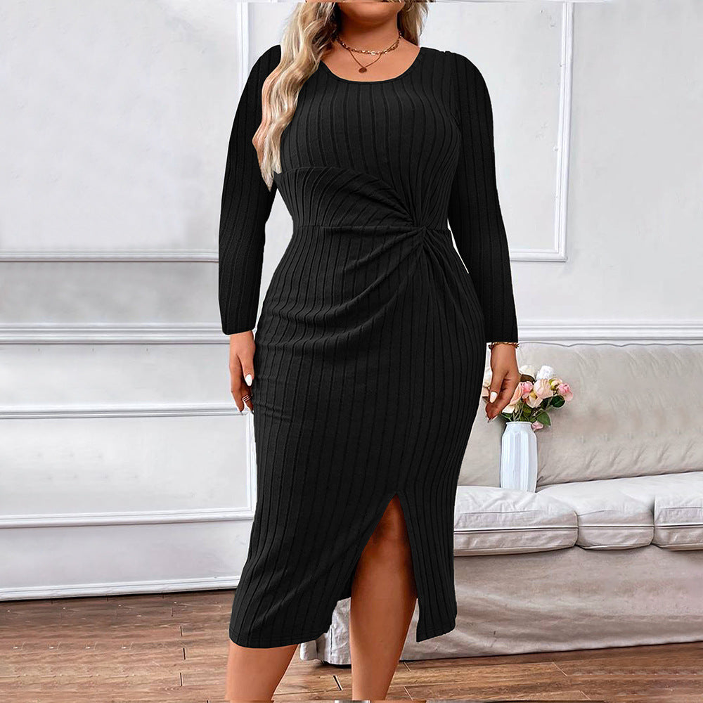 Black Fitted Ruche Dress