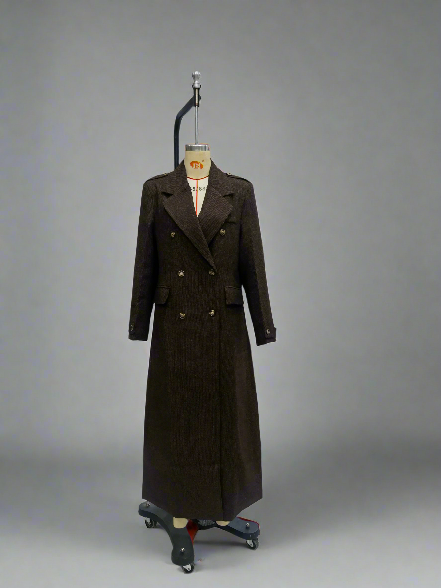 Herringbone Twill Double Breasted Coat
