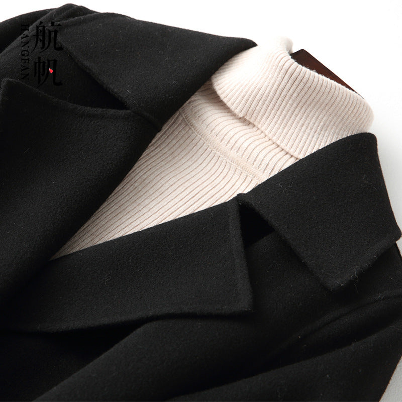 Premium Double-Faced Woolen Mid-Length Coat
