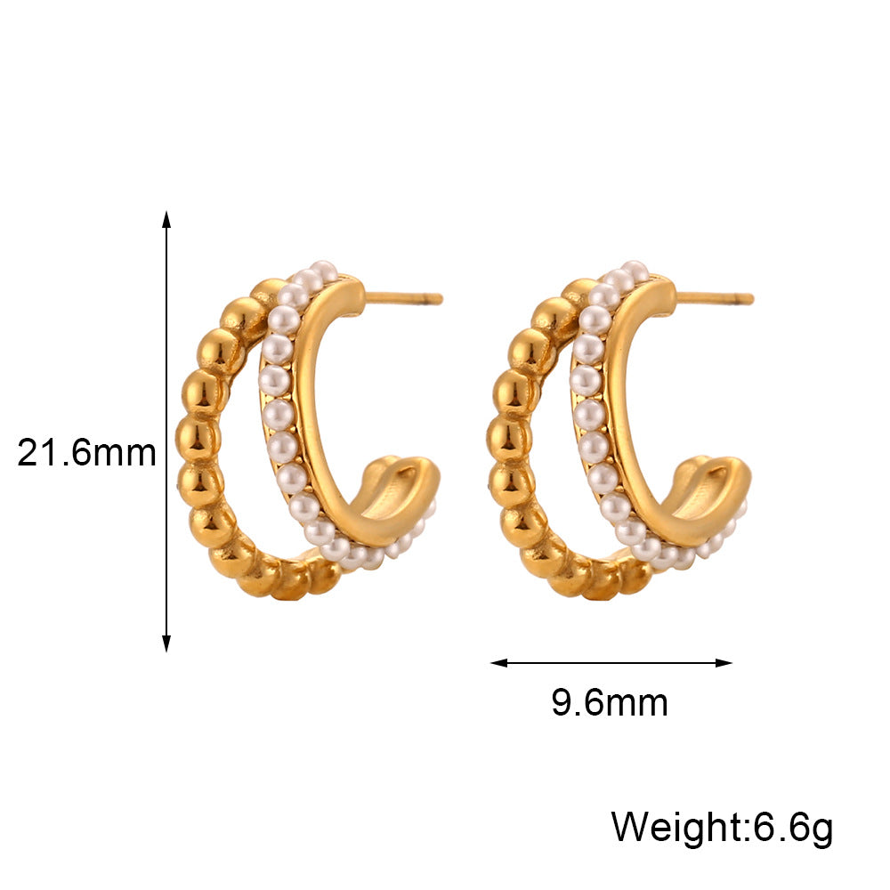 Betty Double Layer Beads Pearl Earrings