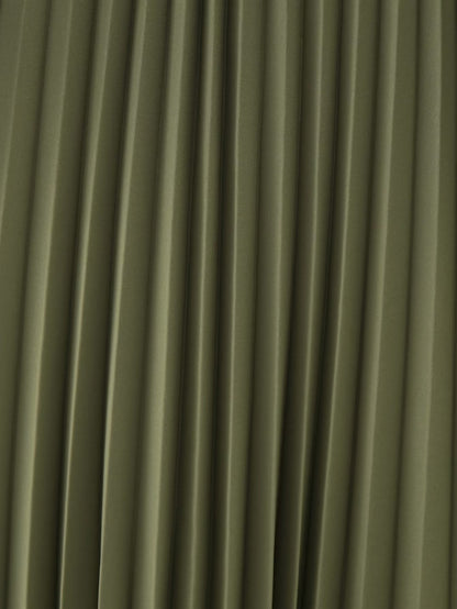 Green Belt Pleated Dress
