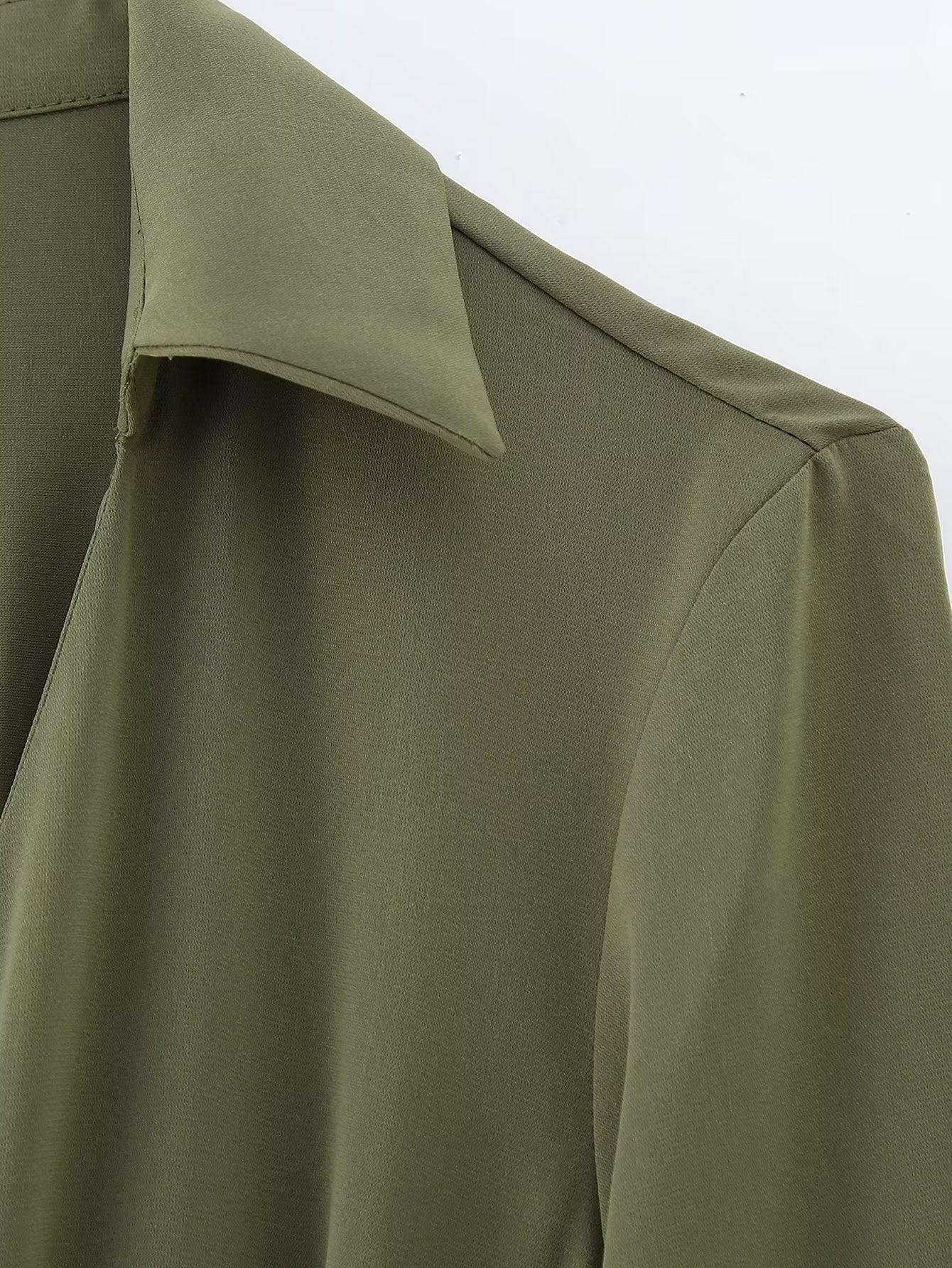Green Belt Pleated Dress