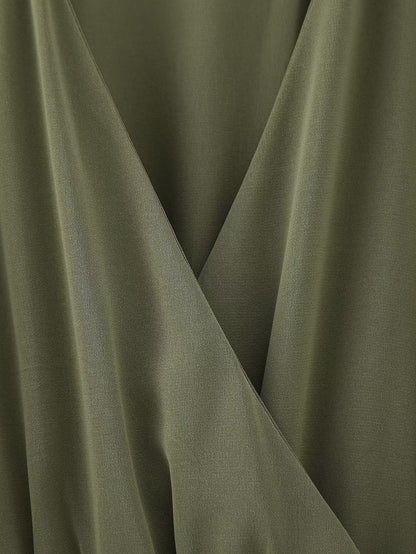 Green Belt Pleated Dress