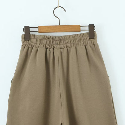 Brown Wide leg Drawstring Pants