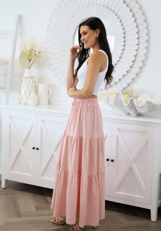 Spring Cotton Tiered Skirt