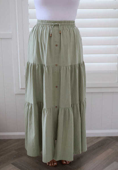 Spring Cotton Tiered Skirt