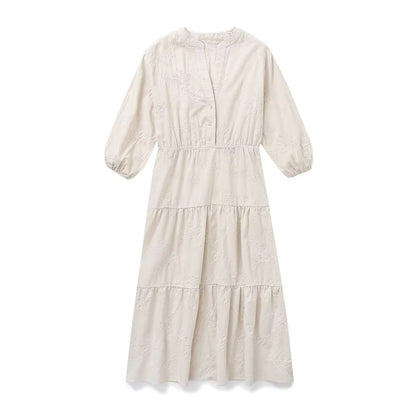 Embroidered Linen Cotton Dress