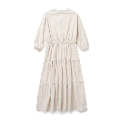 Embroidered Linen Cotton Dress