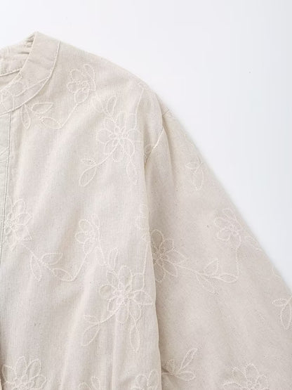 Embroidered Linen Cotton Dress