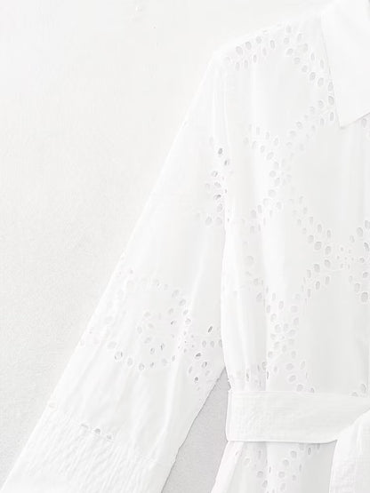 Embroidered Maxi Dress with Belt