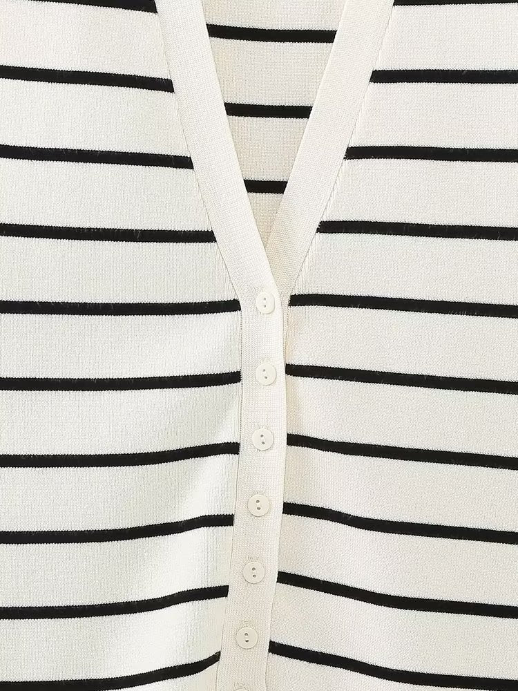 Casual Striped V-neck Knitted Vest