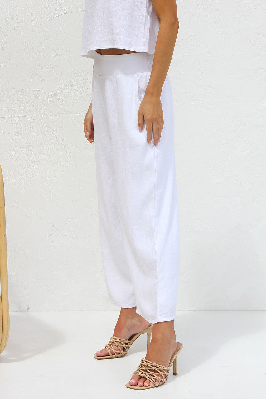 Linen Cropped Top & Pants Set