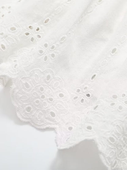 White Embroidered Strap Top
