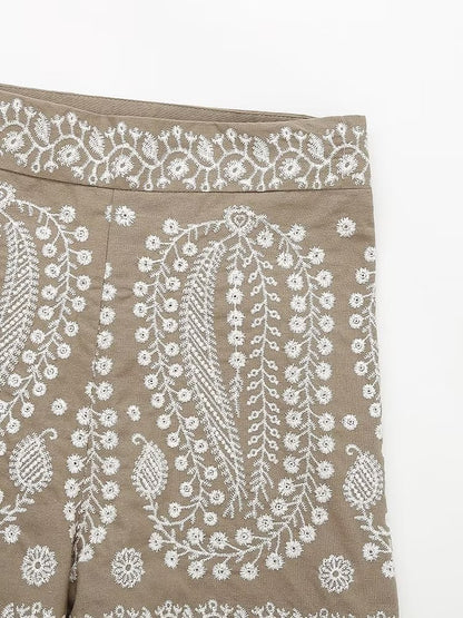 Summer Women Clothing Street Casual Linen Embroidery Shorts