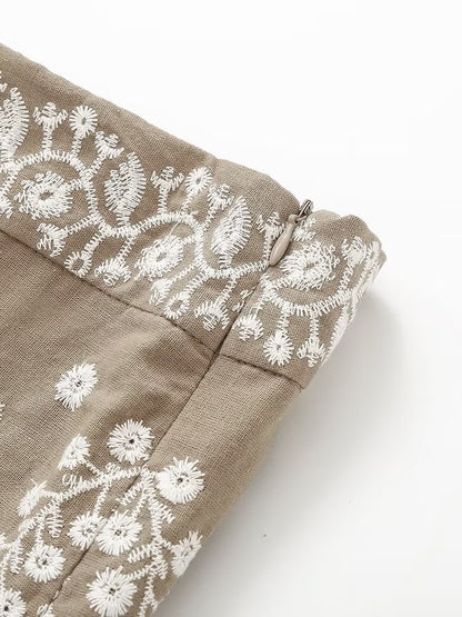 Summer Women Clothing Street Casual Linen Embroidery Shorts