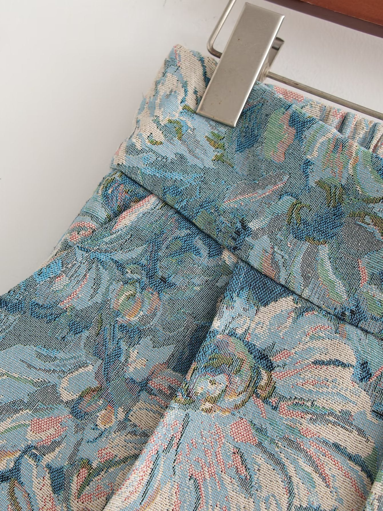 Floral Jacquard High Waist Shorts