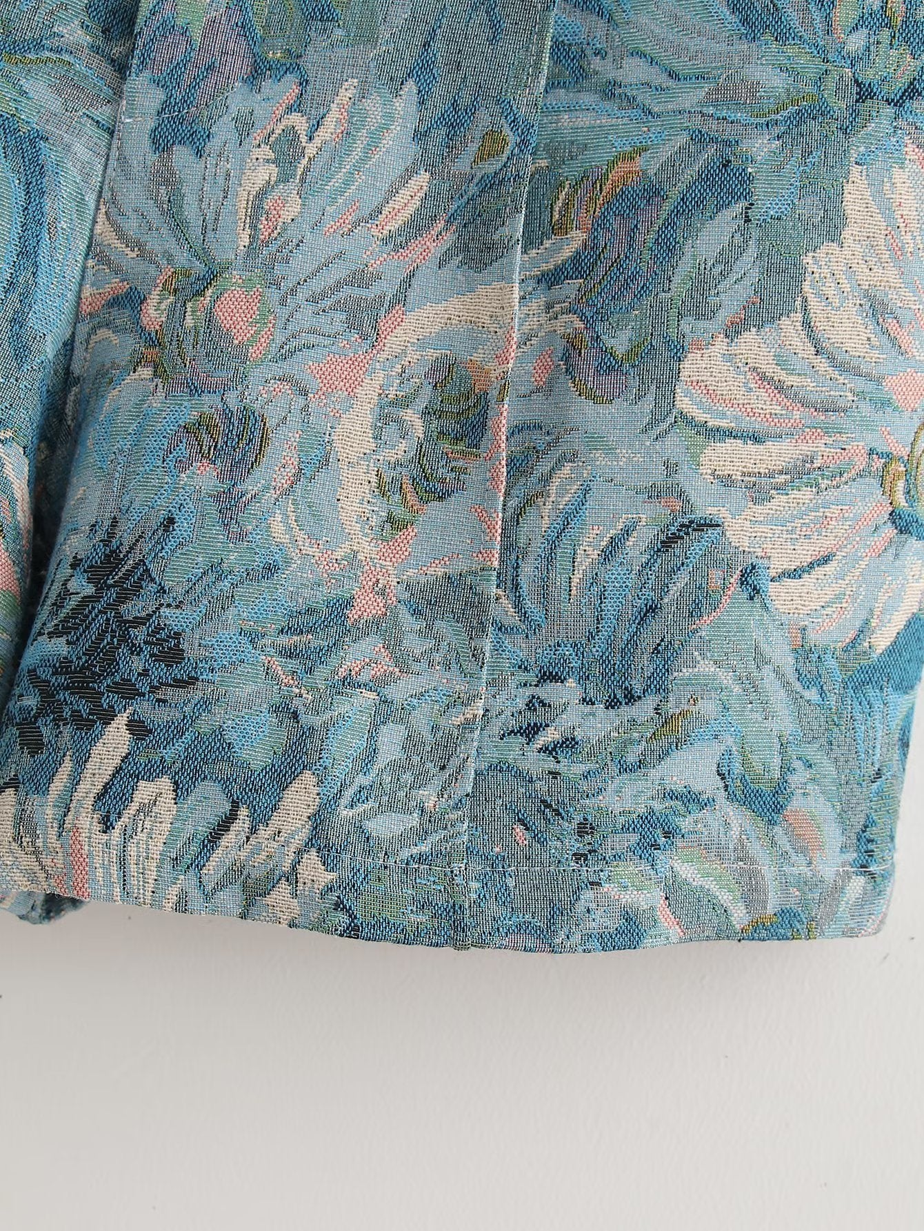 Floral Jacquard High Waist Shorts