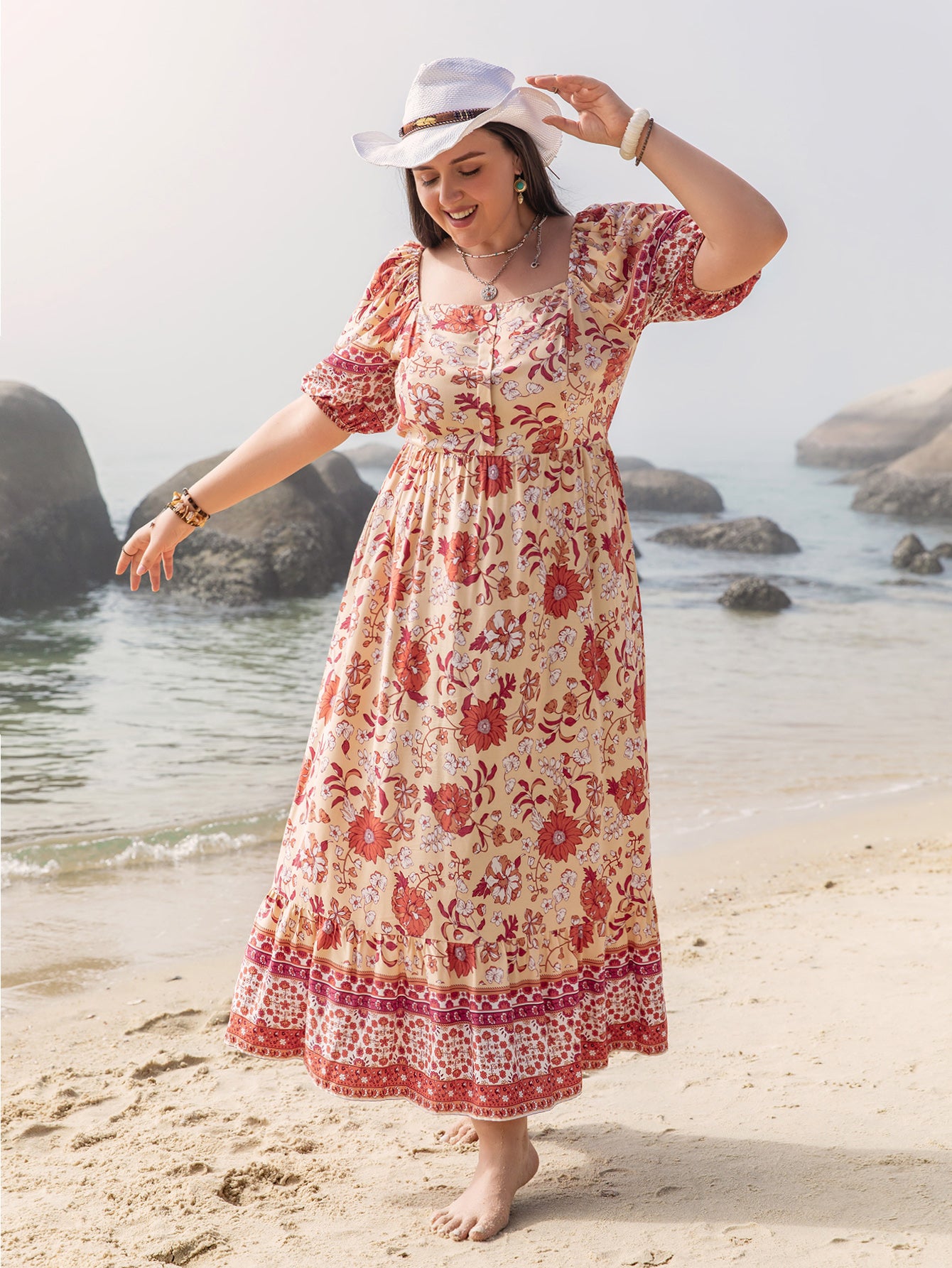 Seaside Floral Maxi Dress