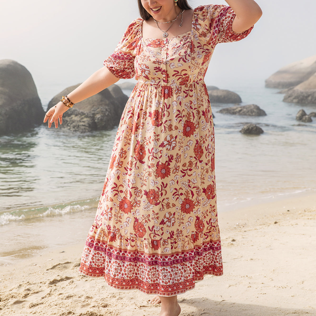 Seaside Floral Maxi Dress