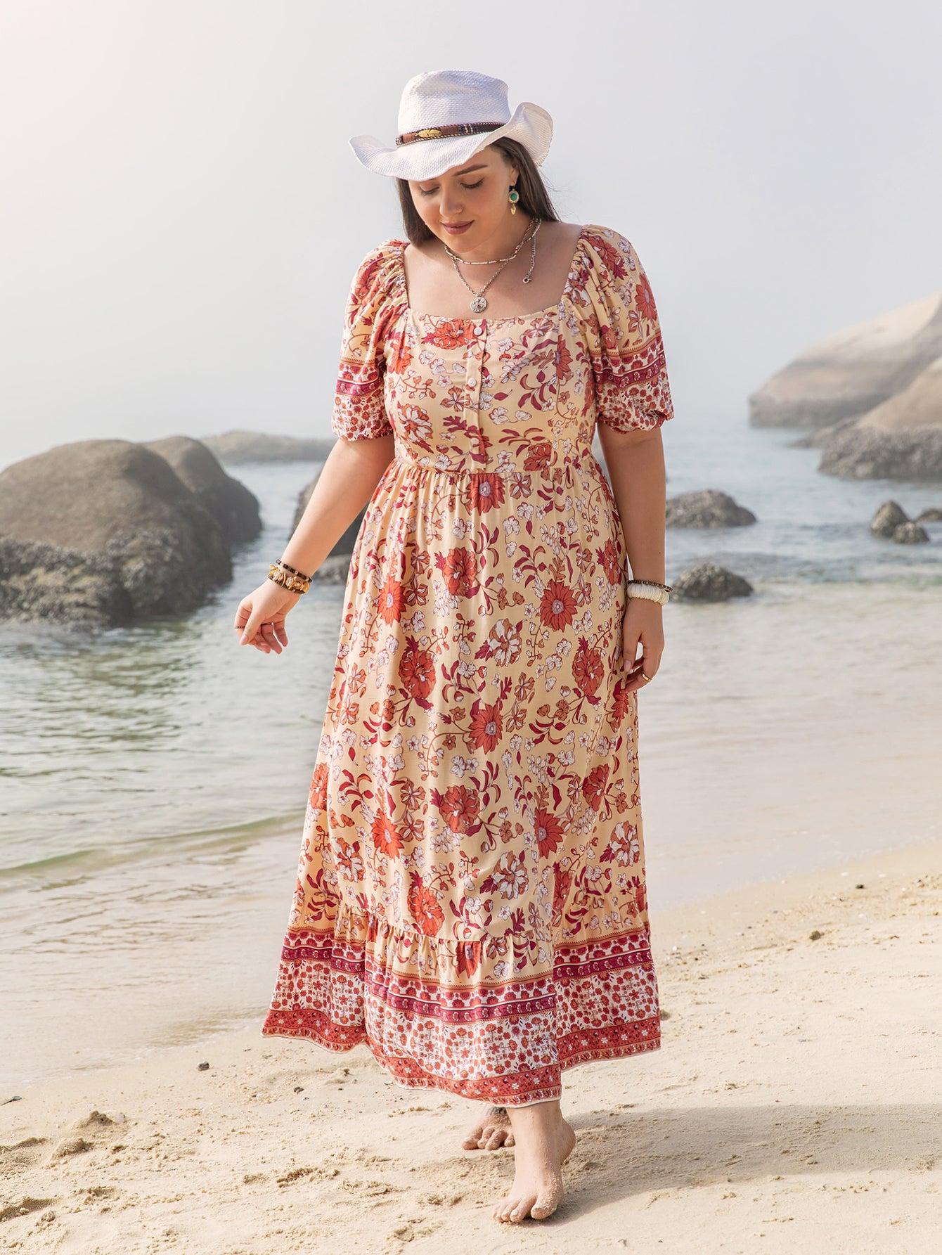 Seaside Floral Maxi Dress